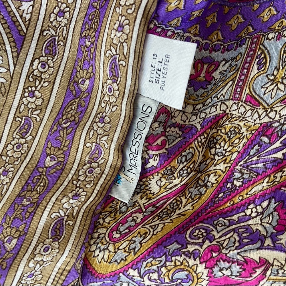 Impressions Boho Purple Paisley Print Maxi Wrap Skirt Women’s Large - Picture 5 of 6